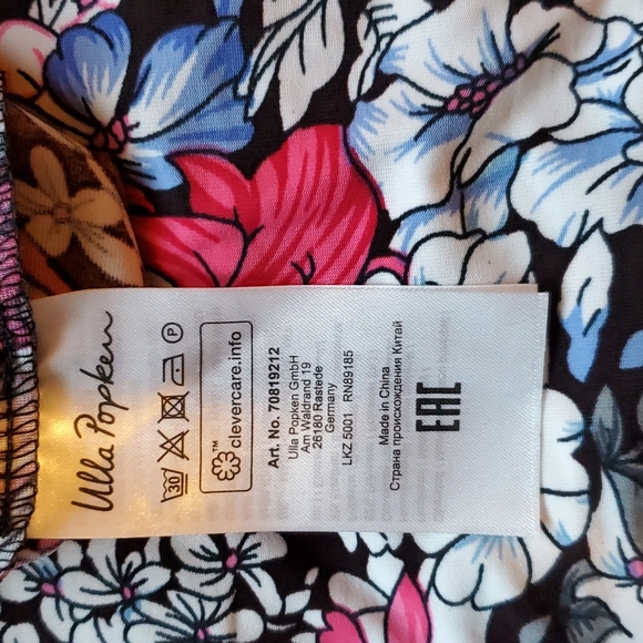 Ulla Popken Floral print Empire Dress short sleeve w/side pockets Stretchy 5X - Picture 9 of 12